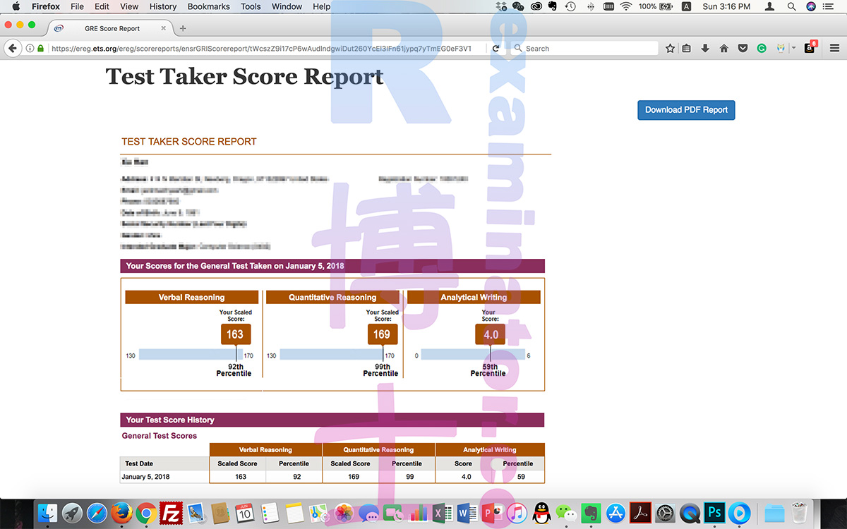 Esame GRE con Proxied Score di 332 Punti AW 4.0
