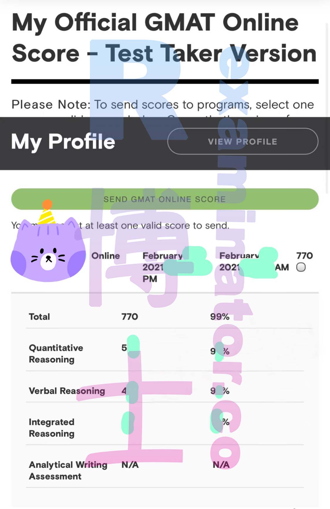 Un altro punteggio alto di 770 nel GMAT questo febbraio!
