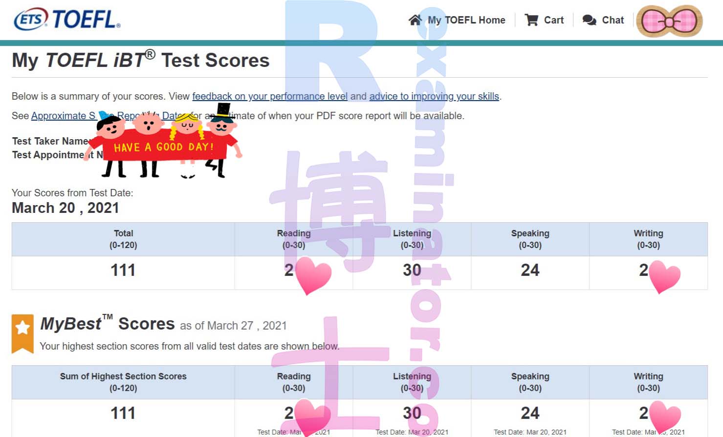 111 nel TOEFL: con il nostro aiuto è andata bene anche nella sezione Speaking.
