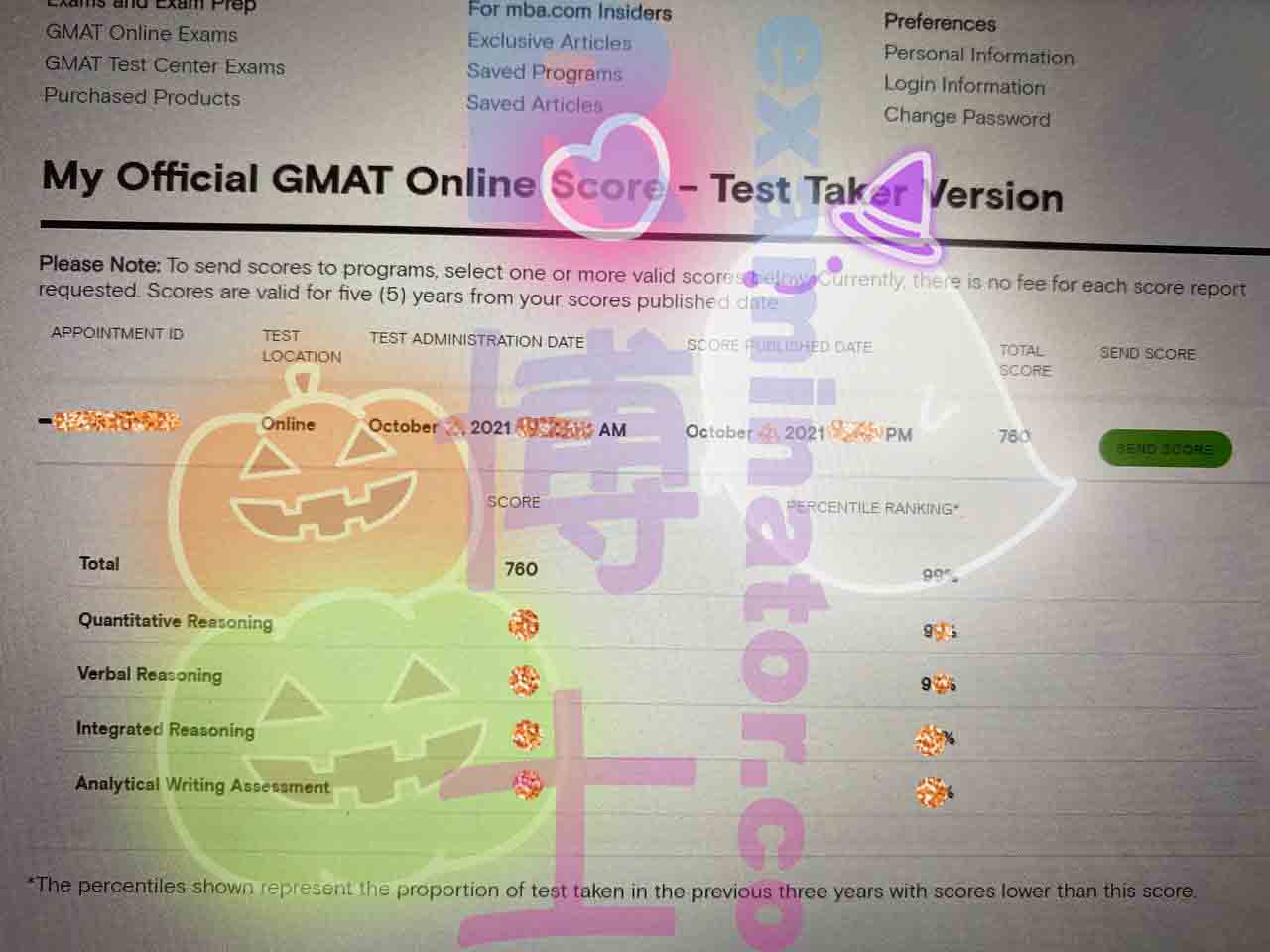 760 au GMAT en ligne ! Résultats rapides !
