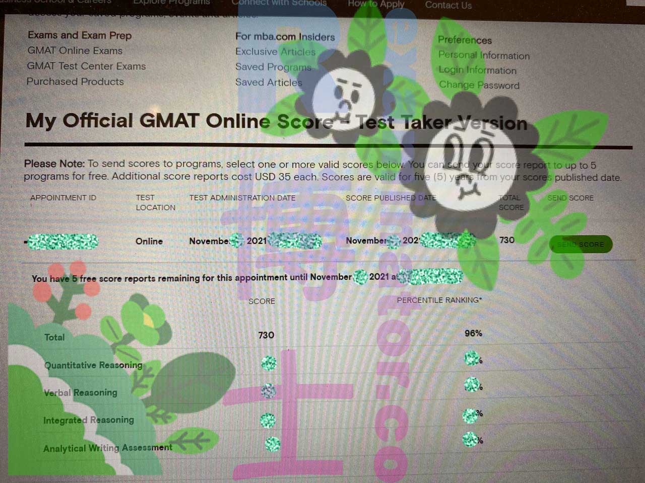 730 au GMAT en ligne ! J'ai passé le test hier et j'ai reçu le score aujourd'hui !
