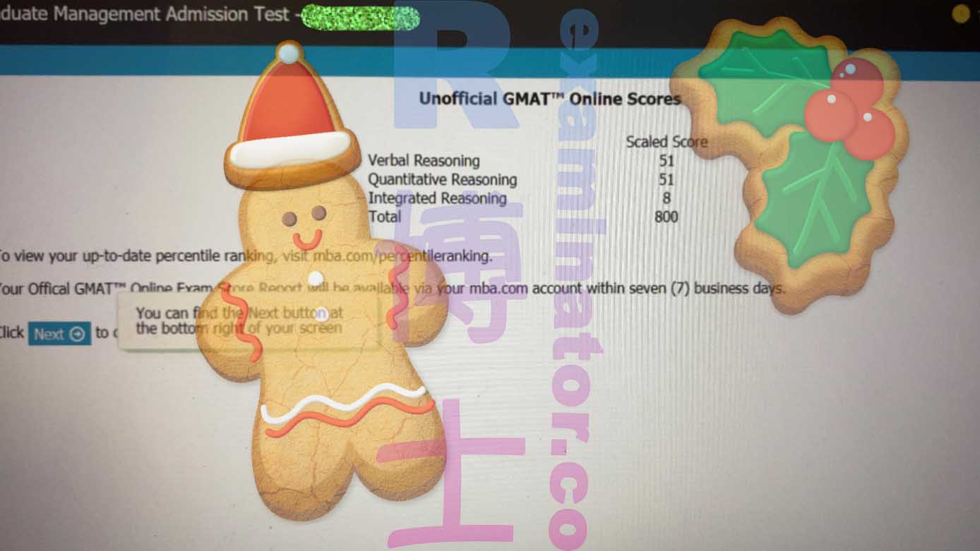 Score parfait de 800 obtenu au GMAT en ligne ! Le score en IR est également parfait.
