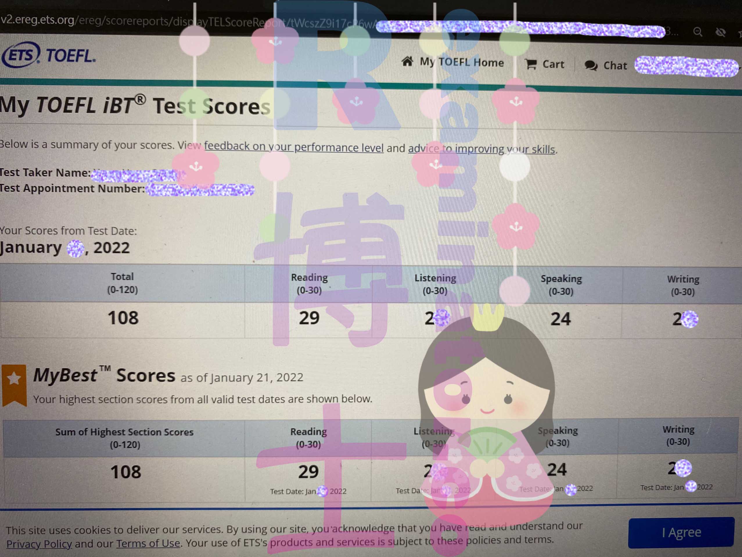 Complimenti al cliente taiwanese per aver ottenuto un 108 nel TOEFL Home! È facile ottenere un punteggio superiore a 100 con il nostro aiuto💪
