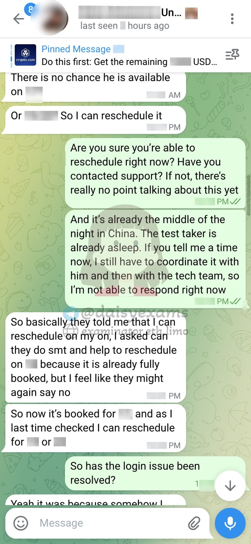 代考保分成功案例#722的与客户对话截图