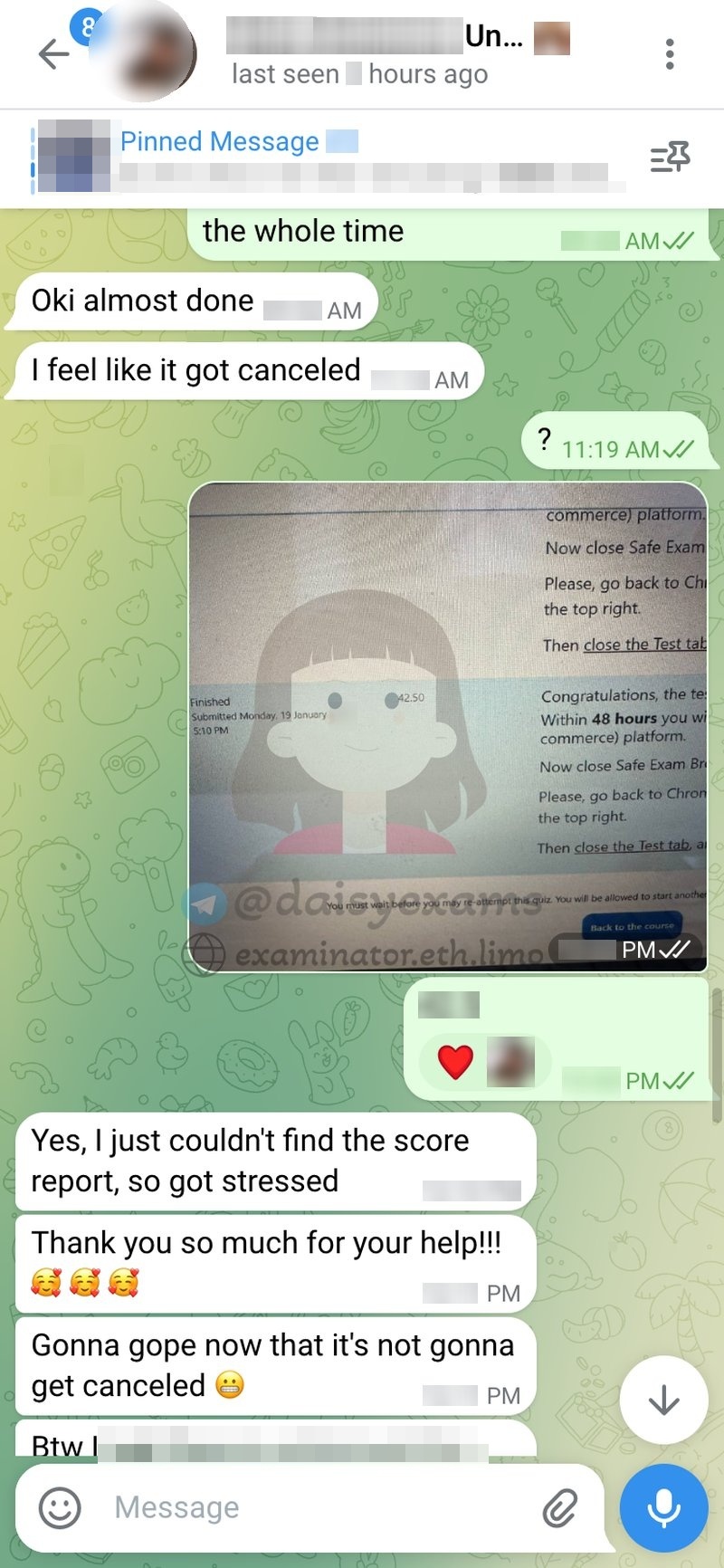 代考保分成功案例#722的与客户对话截图