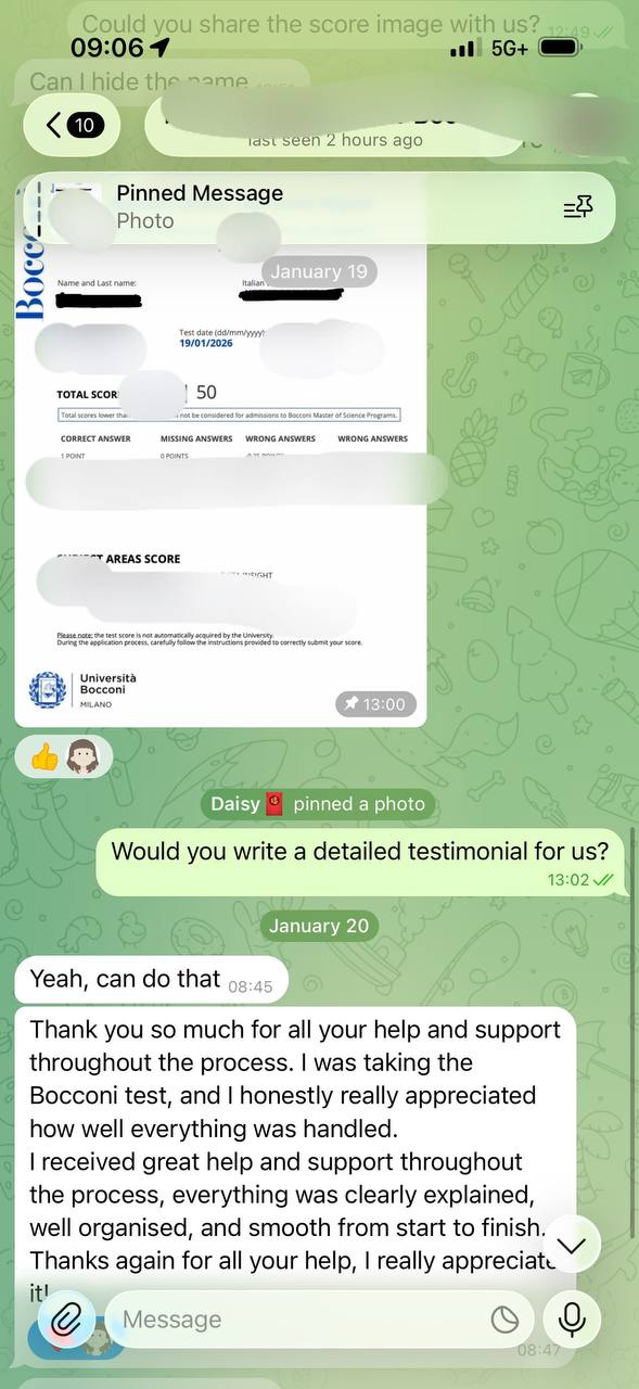 🇮🇹 Servicio de trampa en el examen de admisión de la Universidad Bocconi: Tu camino a Milán
