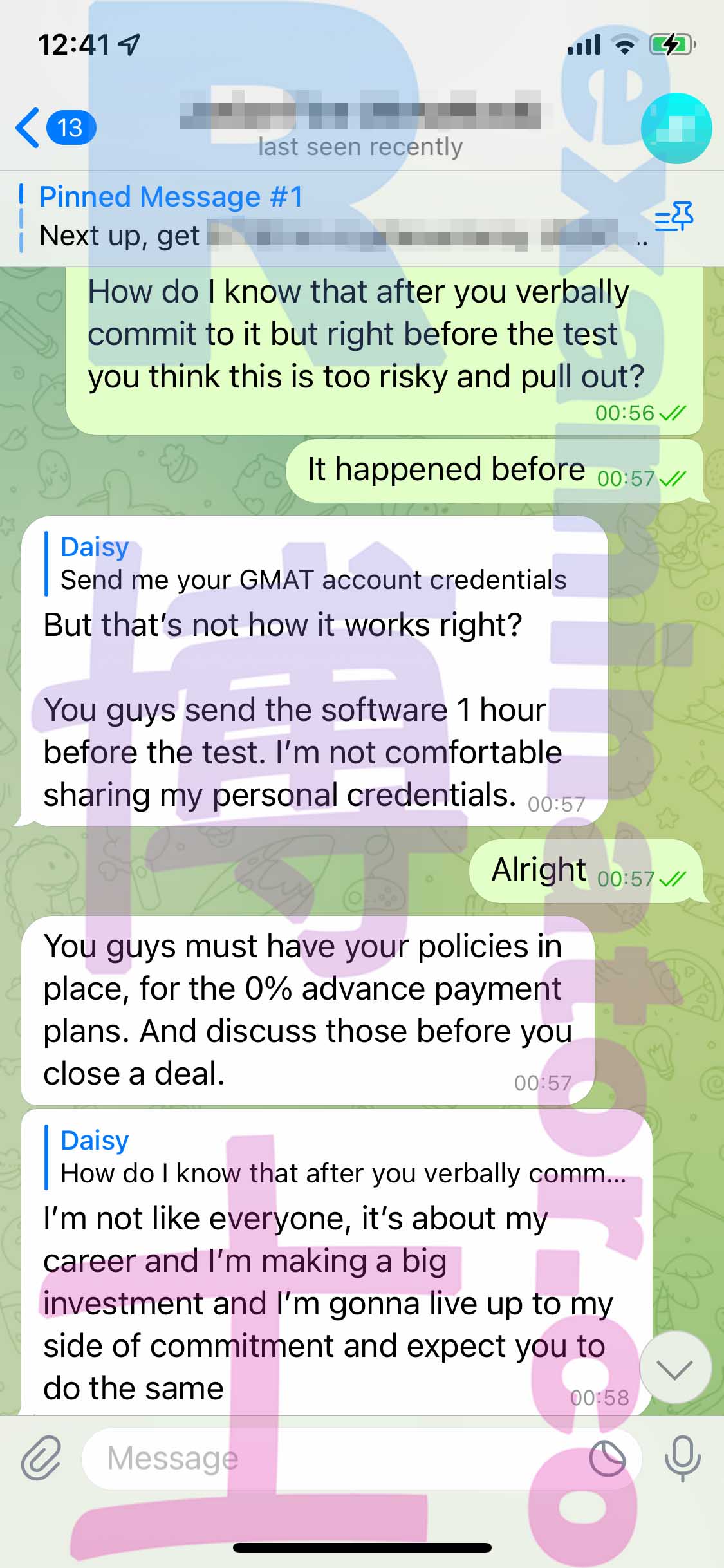 screenshot of chat logs for [Tricher au GMAT] success story #302