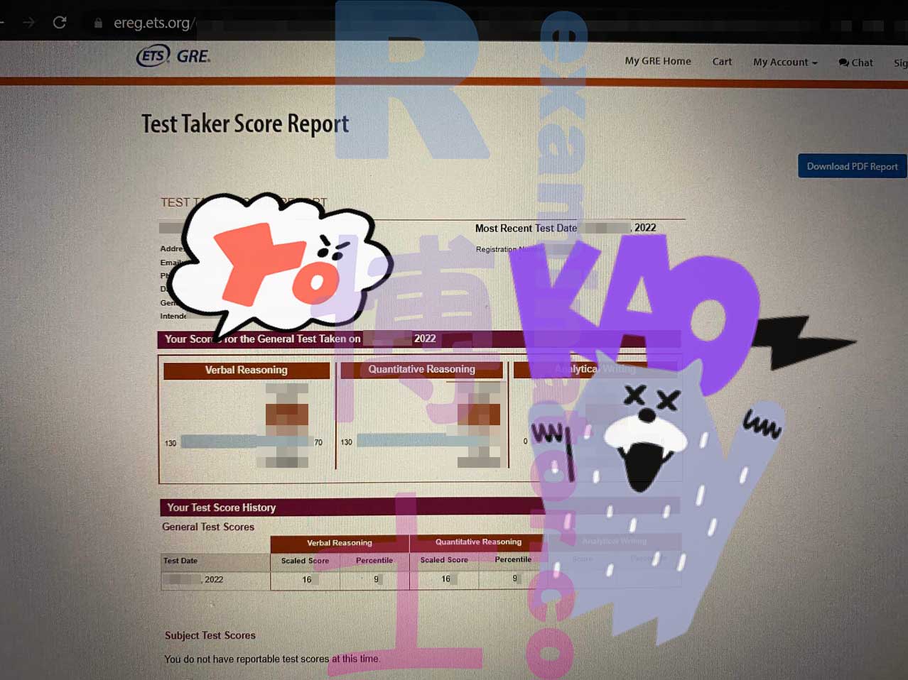 Score officiel de 330+ au GRE Test à domicile pour un client américain ! 🎉 Il a apprécié notre "approche directe".
