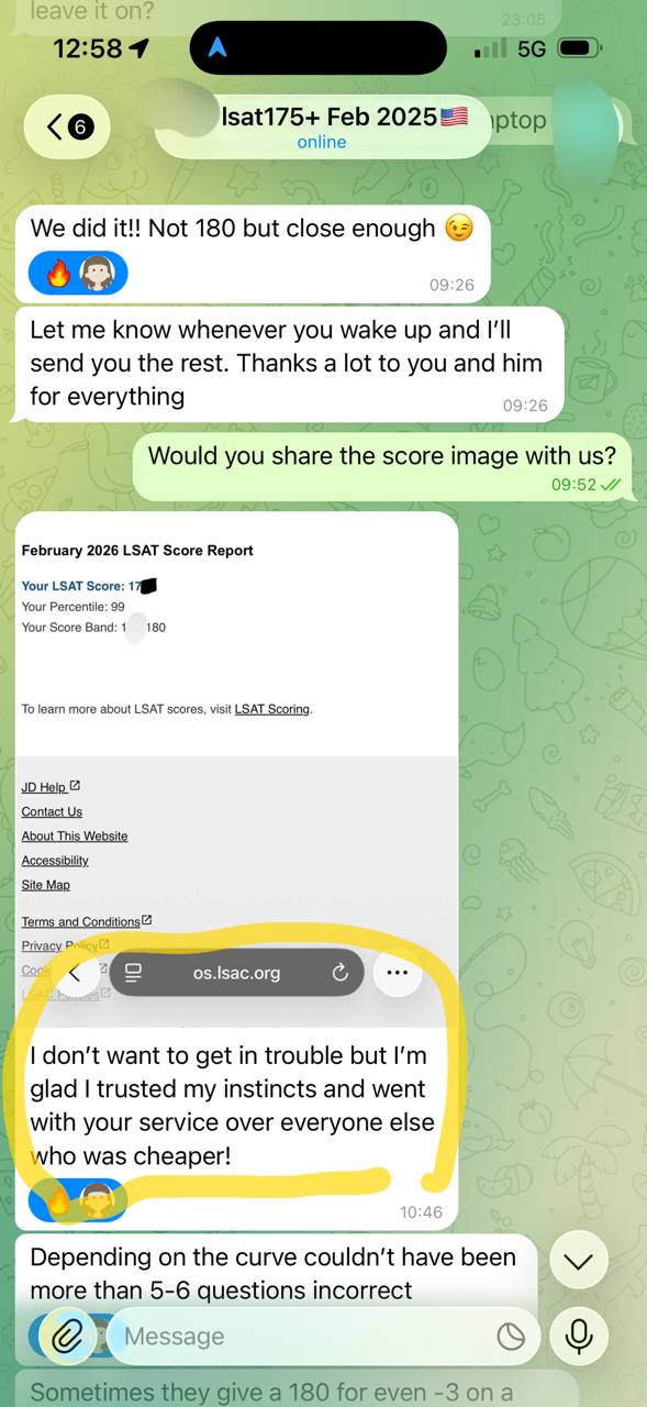 Plus de 175 points ! Un client écrase le LSAT avec le 99e centile.
