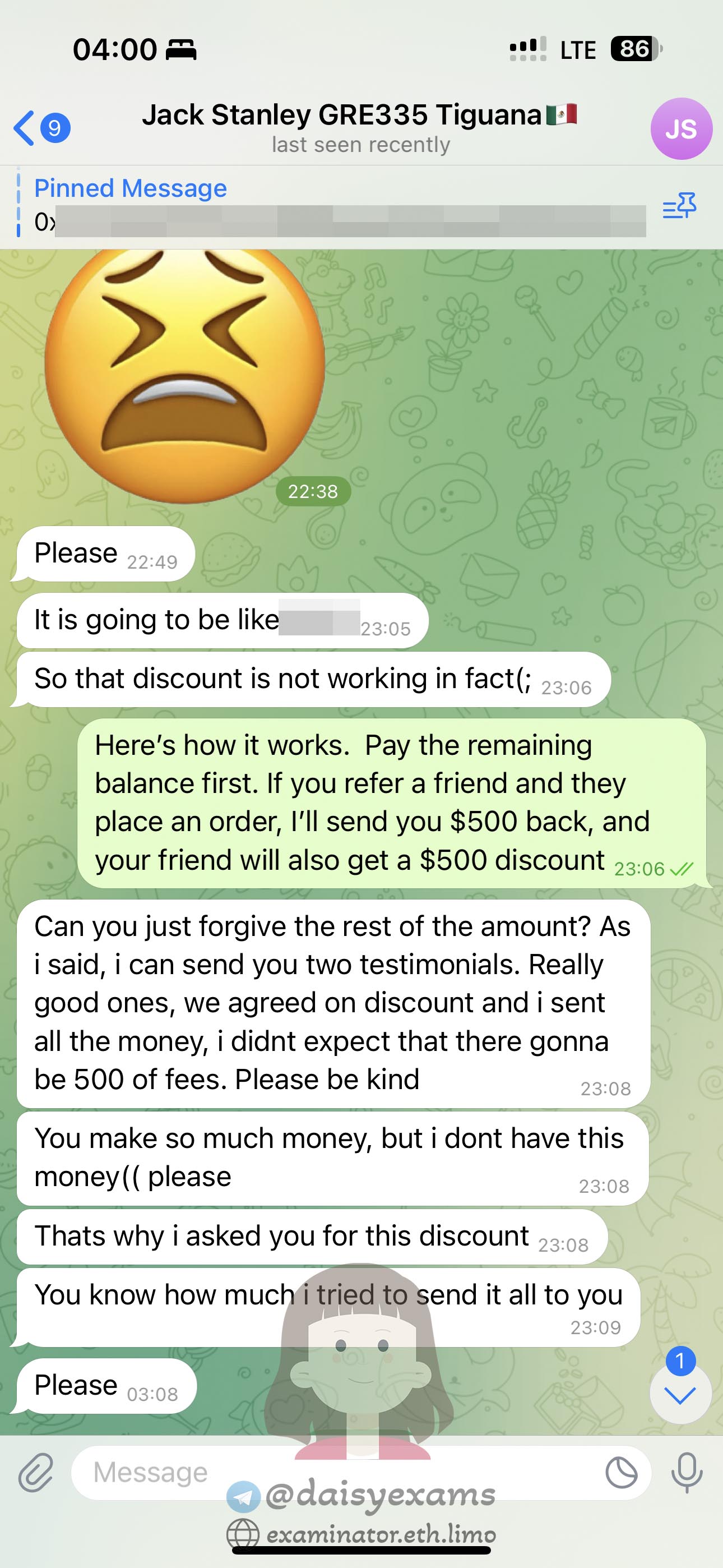 GRE代考保分成功案例#707的与客户对话截图