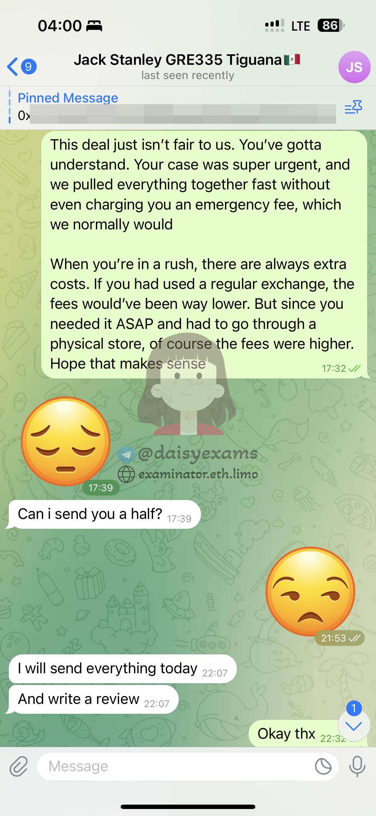 GRE代考保分成功案例#707的与客户对话截图