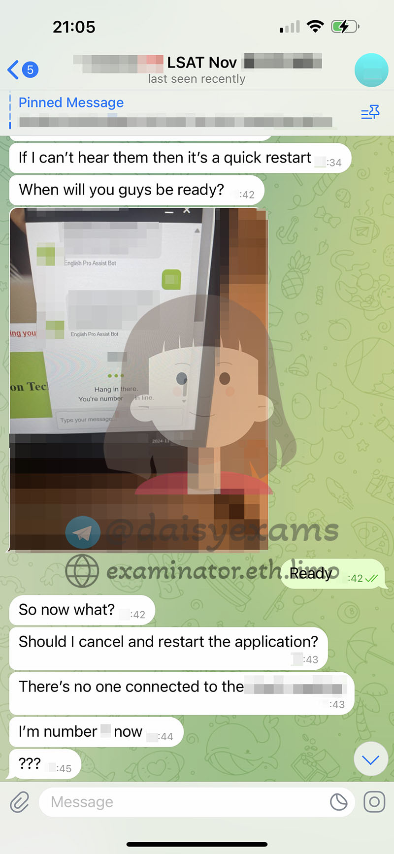LSAT代考保分成功案例#687的与客户对话截图
