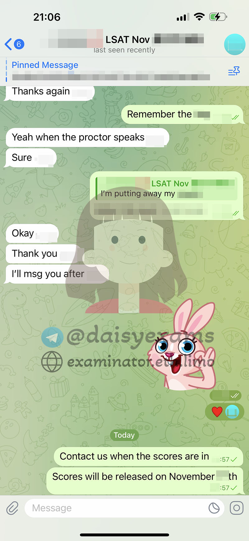 LSAT代考保分成功案例#687的与客户对话截图