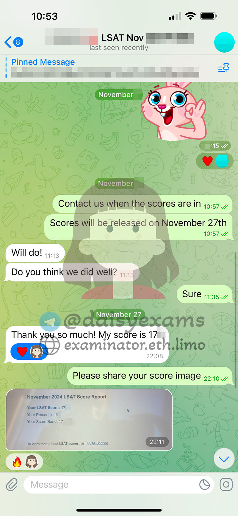LSAT代考保分成功案例#687的与客户对话截图