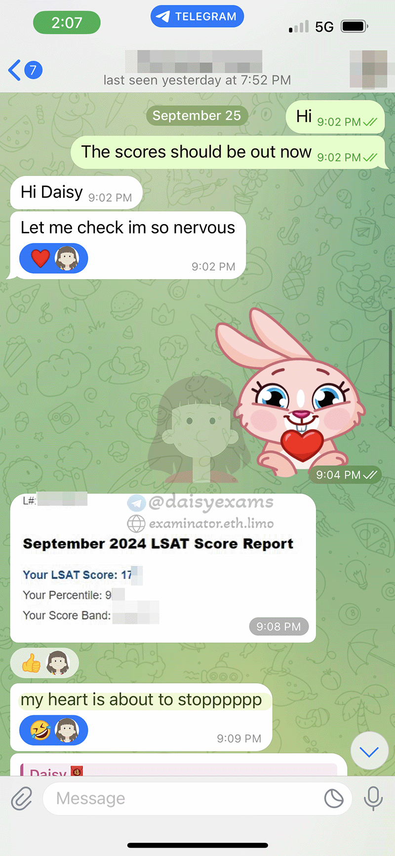 2024년 9월 LSAT 대리 고객: 점수에 '심장이 거의 멈췄다', 엄격한 결제 정책에 감사 💝
